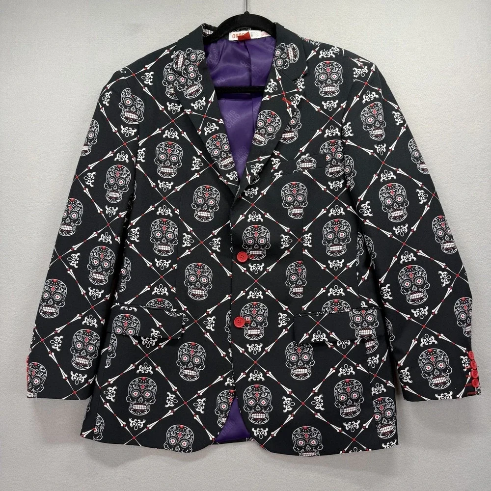 OppoSuits 2 Piece Jacket & Pants Mens 42 Black Haunting Hombre Halloween Costume